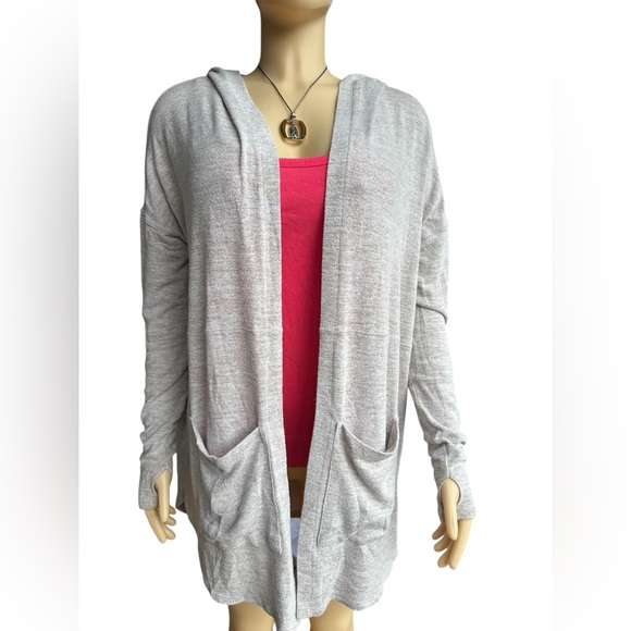 Simple Pleasures Tan Lightweight Knit Cardigan Hoodie - Picture 1 of 11